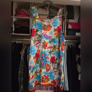 Beach Cabana Resort Wear Hawaiian Print Sleeveless Dress